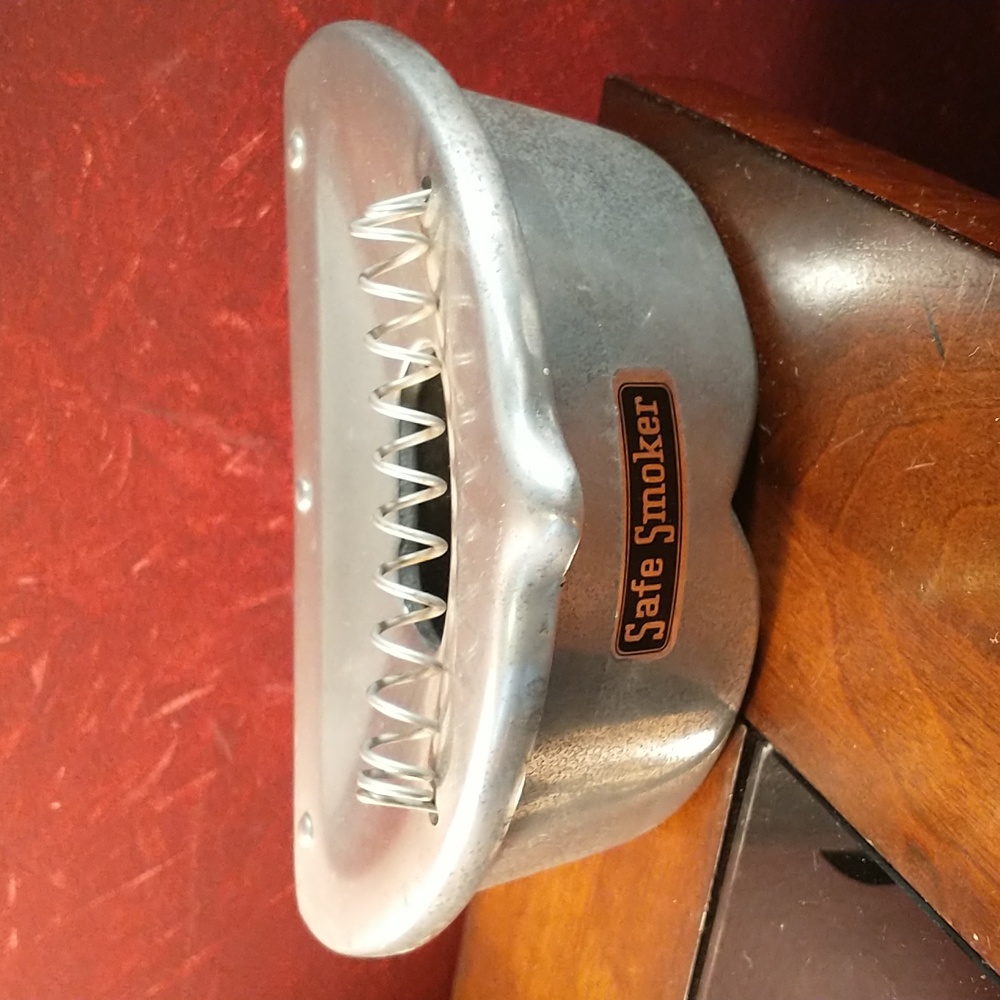 VINTAGE SIPCO SAFE SMOKER ALUMINUM ASHTRAY - INDUSTRIAL SHOP - HANGER TYPE USA